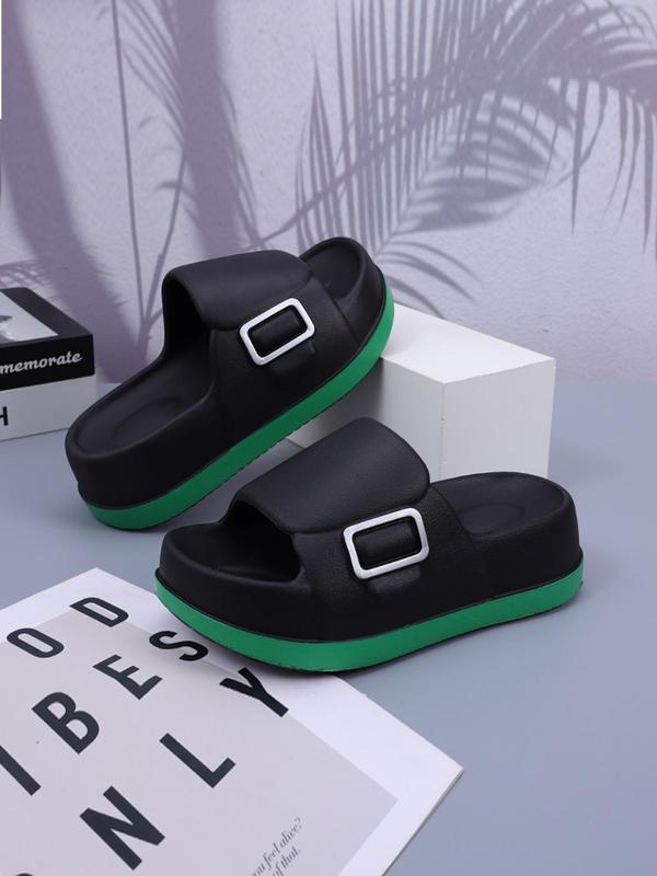 Women's Colorblock Platform Slides, Casual Comfortable Soft Sole Slippers for Indoor Outdoor Wear, Non-slip Slippers for Summer Beach, Walking Shoes 2