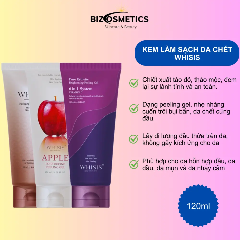 Kem làm sạch tế bào chết cho da mặt Whisis Peeling Gel 120ml