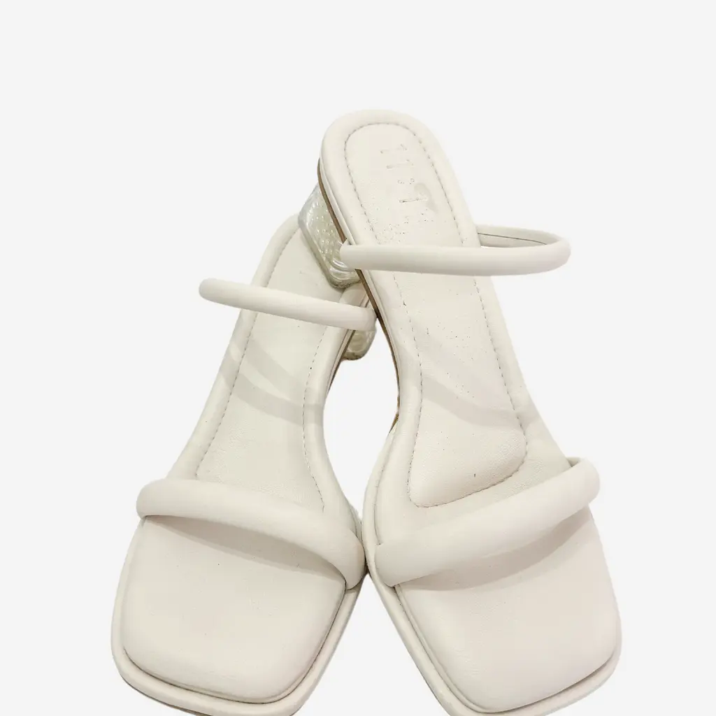 LIMITED EDITION: WISHING PEARLS DUO STRAP GLASS BLOCK HEELS (6 CM) IN IVORY