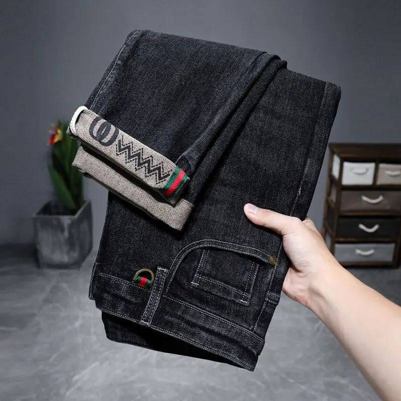 Quần Jean Nam, Thương Hiệu Thời Trang Quảng Châu Xintang, Mỏng Mùa Hè, Cao Cấp, Dáng Ôm, Ống Đứng Co Giãn, Hàng Mới Về 2024 Menswear Pants Denim Có Túi 1
