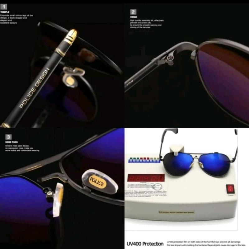 Kacamata Aviator polis Pria wanita polarized anti silau seri 758 Lensa Sunglasses Black 3