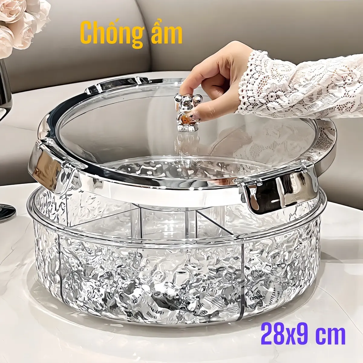 Khay đựng mứt tết có khóa chống ẩm 6 ngăn tuyệt đẹp khay banh keo thùng