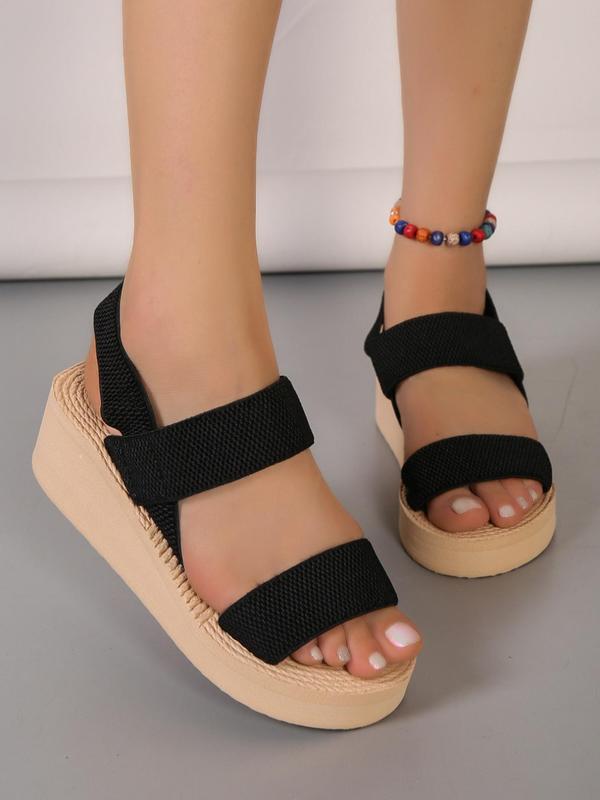 Women's Summer 2024 Minimalist Style Plain Fashion Wedge Platform Sandals, with Adjustable Strap, Casual Walking Outdoor Travel Beach Shoes 8