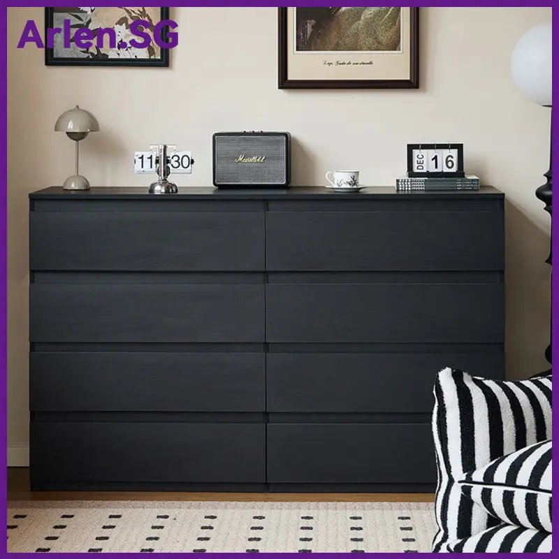 Drawer Cabinet New Black Bedroom Multi-layer Storage Cabinet Simple Solid Wood Large Capacity Storage Cabinet  (AR)