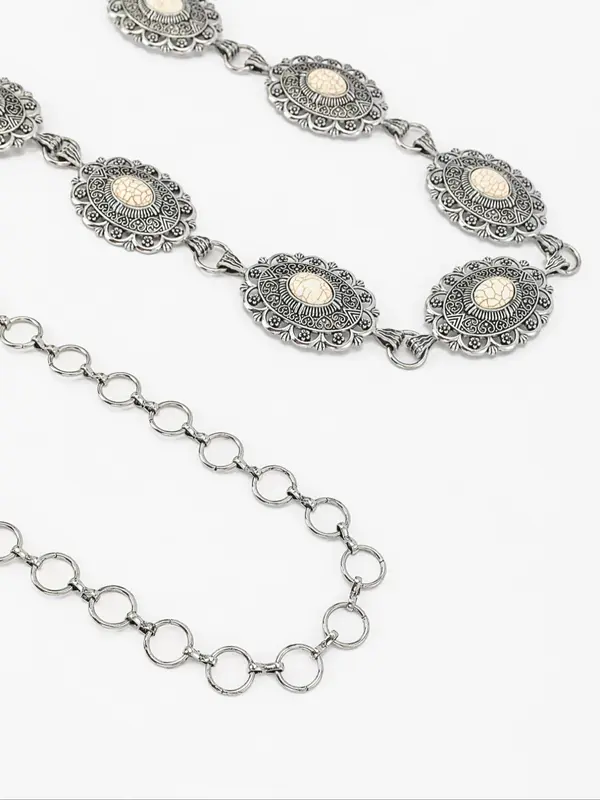 Women's Baroque Style Chain Belt with Geometric Decoration, Casual Trendy Waist Belt, Fashion Accessories for Clothes Decoration for Dress 6