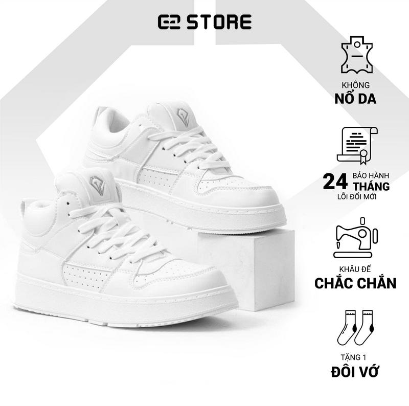 Giày nam sneaker G2 Athena cổ cao kiểu dáng thời trang thể thao tập gym thể dục bằng da microfiber chống nhăn Shoes Đế Bằng