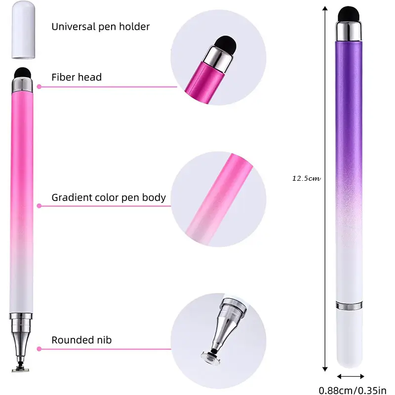 xqxm Stilus Pen Tablet/ Ponsel 2in1 Stylus Layar Sentuh Kapasitif Mikrofiber Universal Warna Gradient Menggambar dan Menulis Pena stylus  pen 3