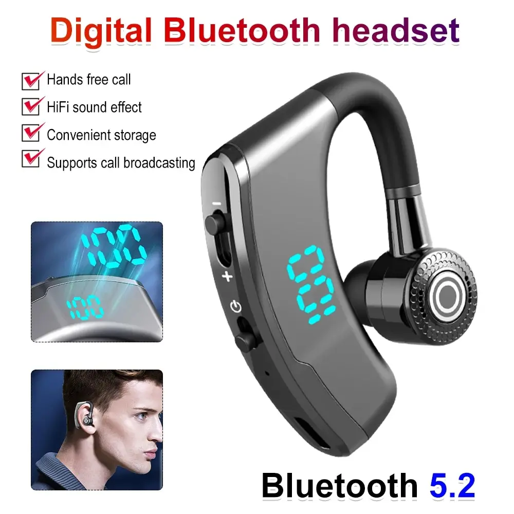 Tai Nghe Nhét Tai Nghe Doanh Nhân V9, ROR Chính Hãng Mới, Tai Nghe Không Dây Bluetooth 5.2, Móc Tai, Tai Nghe Âm Thanh Nổi Hi-Fi, Tai Nghe Thể Thao Rảnh Tay, Có Mic Nghe Nhạc Earphone Chip