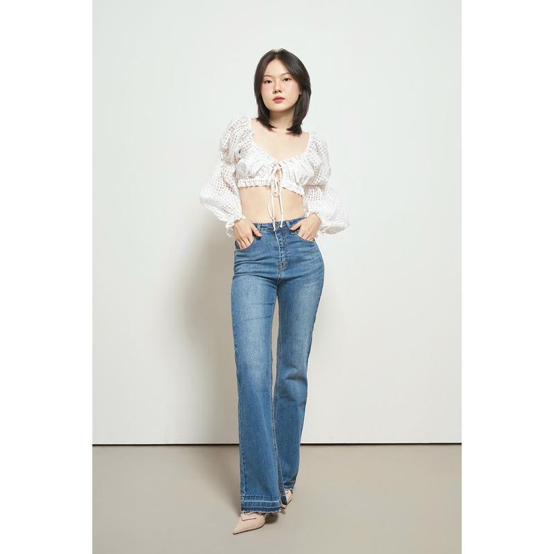 DOTTIE - Quần Jeans Loe Xẻ Lai Nữ - Q0046 - quần ống loe