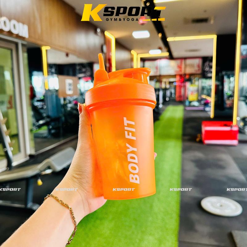 Bình Nước, Bình Lắc Whey Dung Tích 450ml Kèm Con Lắc Lò Xo, Bình Nước Thể Thao Chất Liệu PP5 Có Vạch Chia ml 5