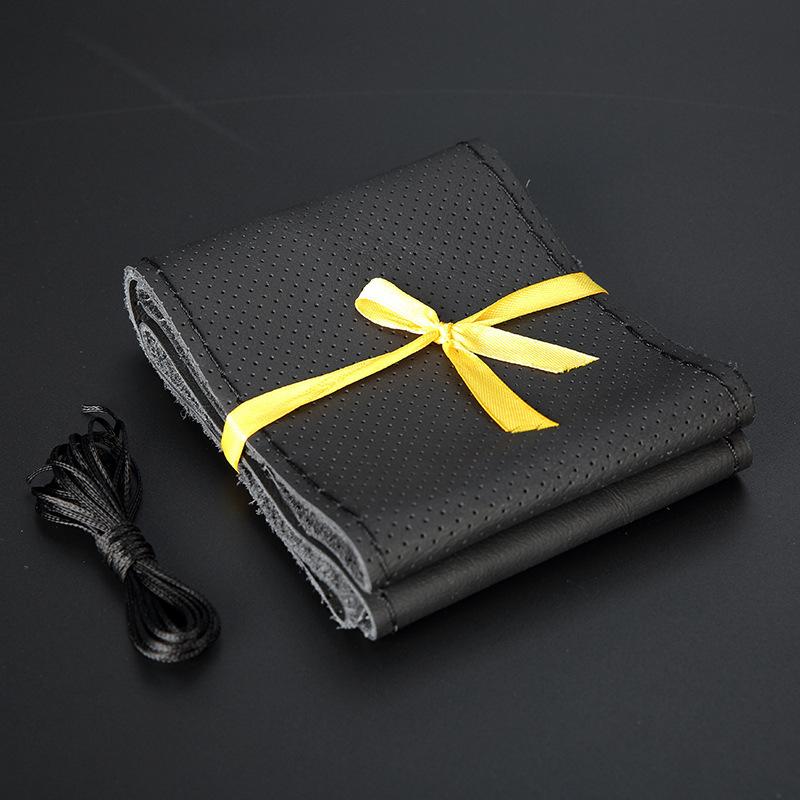 Product Introduction of Hand Shears Leather Steering Wheel Cover Leather Layer Handle Cover Non-Slip Breathable Car Supplies 3
