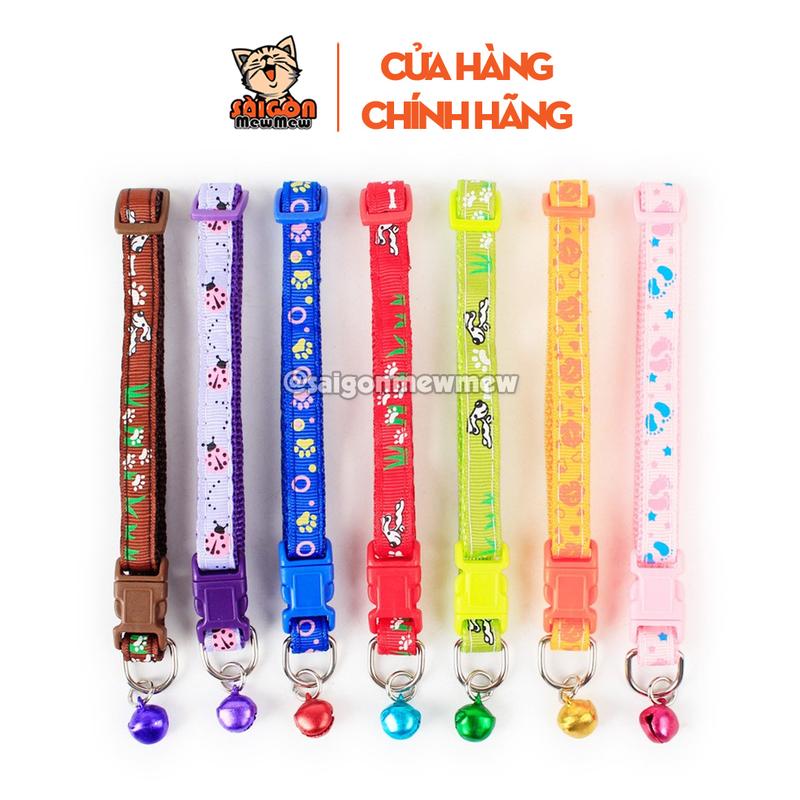  Vòng cổ bản lề 1cm cho mèo cún con họa tiết ngẫu nhiên 