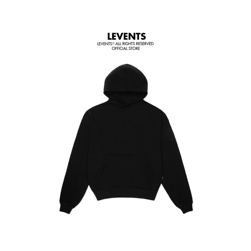 Áo Hoodie Boxy Levents Star/ Black Chất Nỉ Chân Cua Unisex