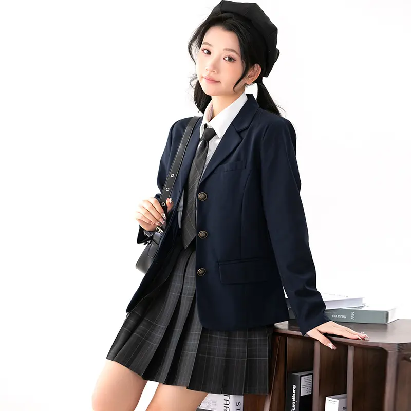 Benzuozhong JK Suit Jacket Original Preppy Style Spring and Autumn JK Pleated Skirt Suit Support Womenswear Overalls