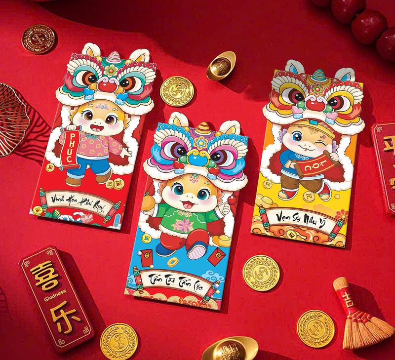 SET 3 BAO LÌ XÌ LÂN DỌC DÀY ĐẸP CAO CẤP 2025