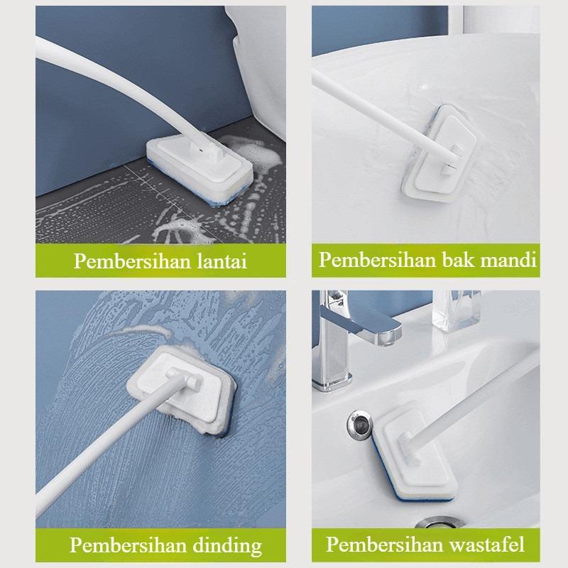 Pembersih Kamar Mandi Multifungsi / Alat Sikat Set Pembersih Dinding Lantai Kamar Mandi Dapur Toilet / Sikat Kamar Mandi / Pegangan Sikat Spons