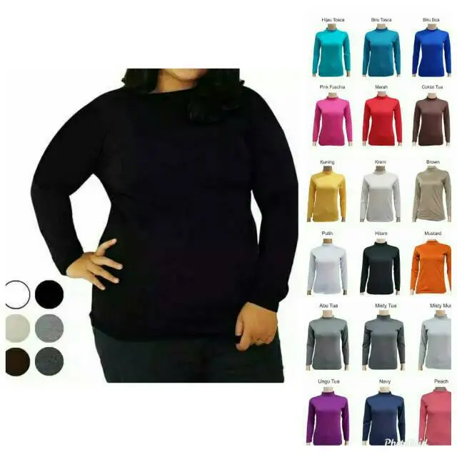 Manset Jumbo / Baju Dalam Manset Jumbo / Atasan Spandex Panjang Wanita Polos Kaos Hitam