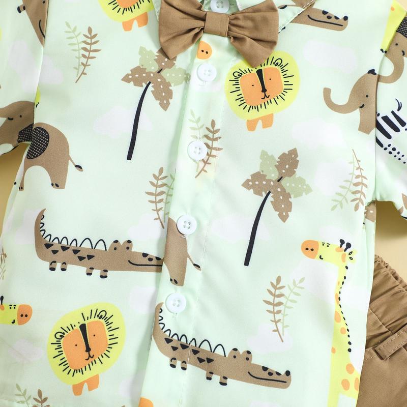 Jungle Safari Costume for Kid Girl 1-5 Y Cute Animal Print Polo Shirt with Shorts 2 Pcs Set Zookeeper Gentleman Suit Birthday Outfit Casual Wear 5