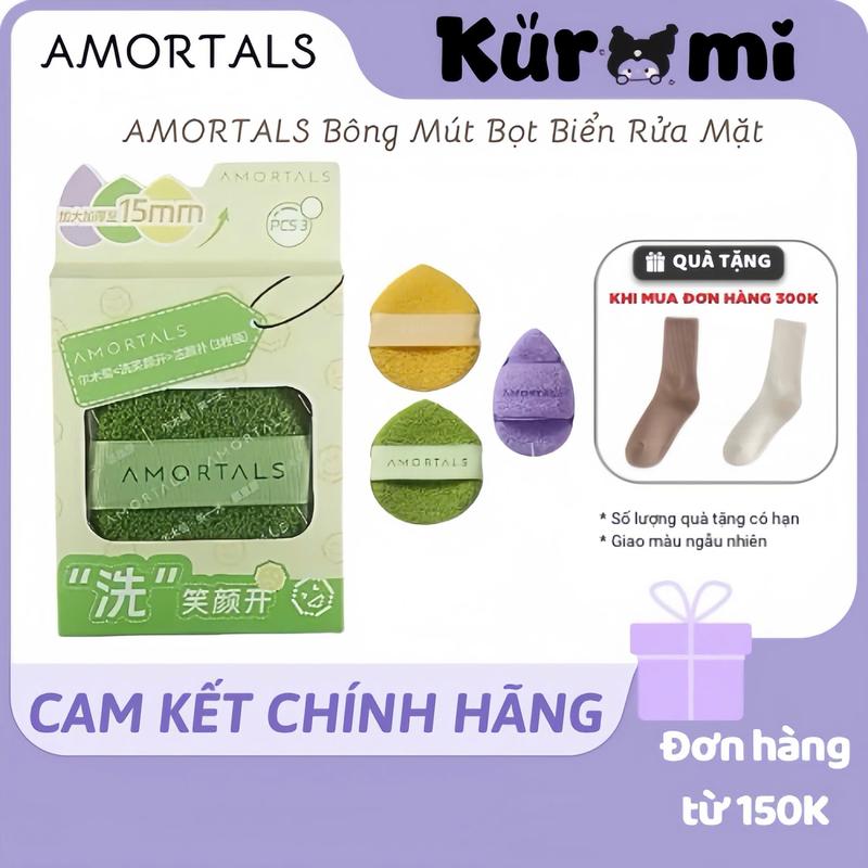 Bông nở rửa mặt bọt biển Amortals Dai Mềm Mịn AMORTALS Bông Mút Bọt Biển Rửa Mặt, Miếng Rửa mặt, Bông Rửa Mặt Kuromi cosmetic