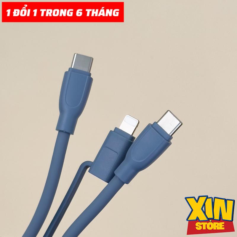 Cáp sạc nhanh 2in1, Silicon, Công suất tối đa 60w, BH 1 Đổi 1