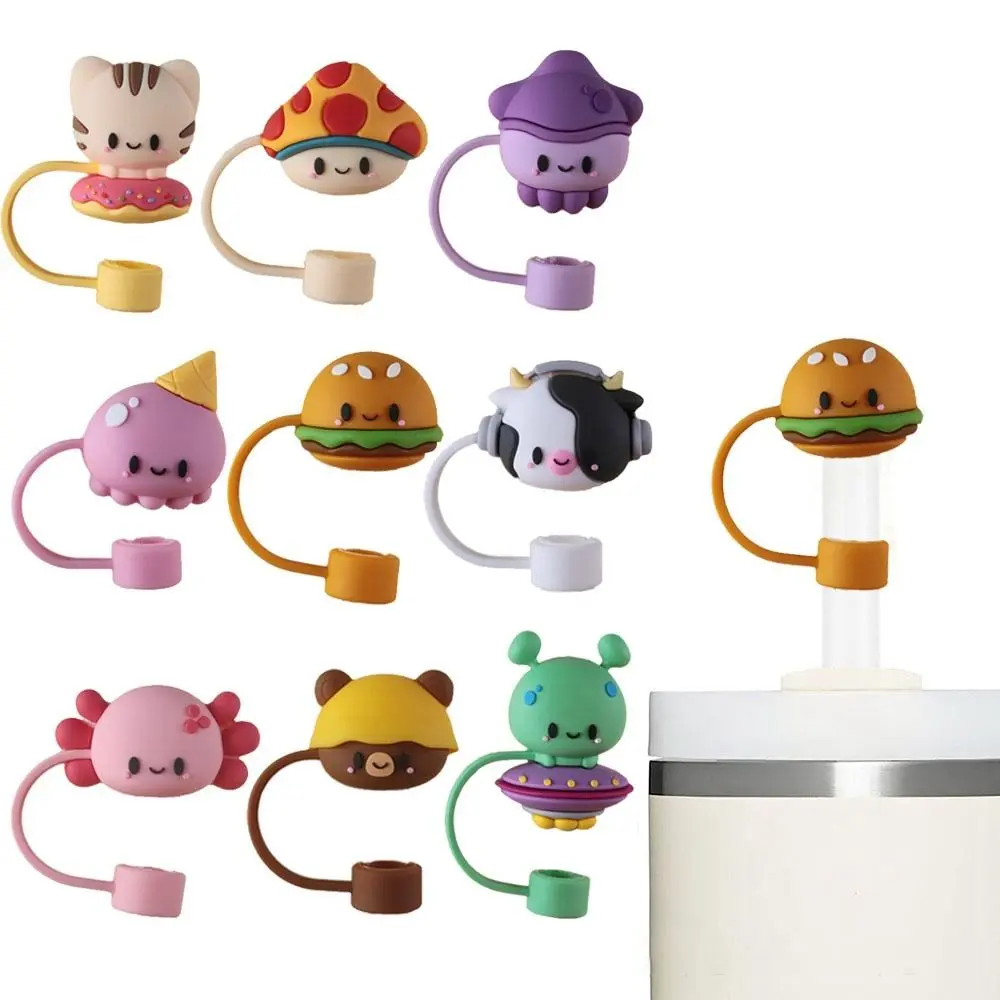 Creative Cup Accessories Silicone Straw Plug Reusable Dust-proof Drinking Dust Cap Splash Proof Drinkware Straw Tips Cover Water Glass