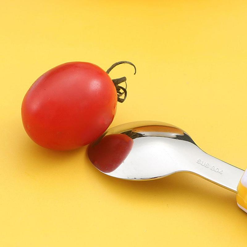 Product Introduction of 1 Set Cute Tableware Food Training Spoon Dessert Spoon For Children Feeding Spoon Fork Baby U0F6 23