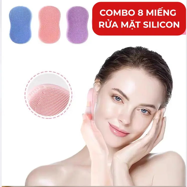 COMBO 8 Miếng Rửa Mặt SILICON Màu ngẫu nhiên, Xỏ Ngón Tay Tẩy Tế Bào Chết, Massa Mặt, Nhỏ Gọn, Tiện Lợi 1