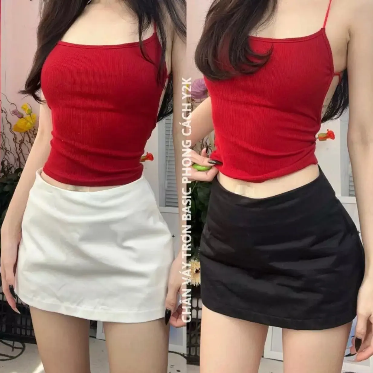 V4 - Chân Váy Ngắn Basic MiNi Skirt Trơn Dễ Phối Đồ Women Kaki