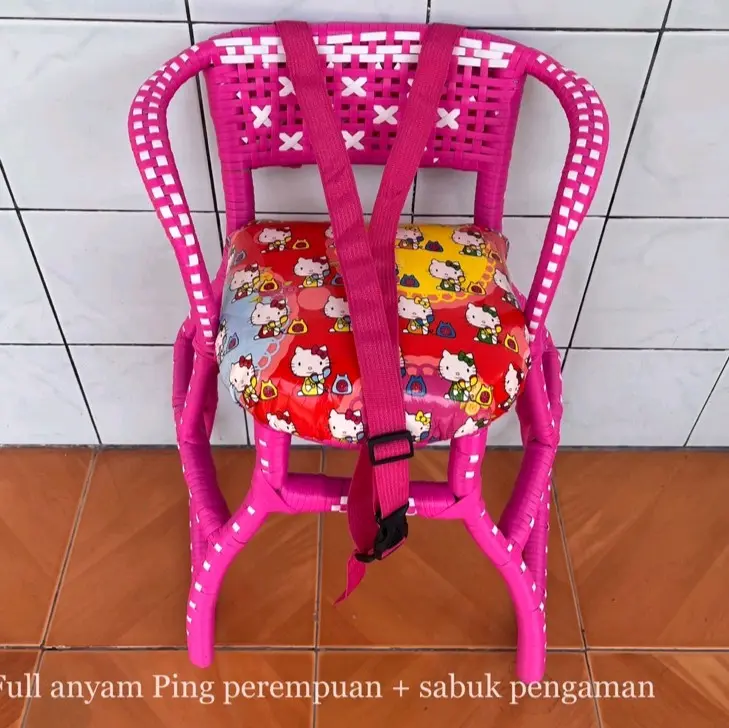 Kursi Rotan Boncengan Anak Motor N-Max PCX Lilitan Full Dengan Sabuk Pengaman Sintetis
