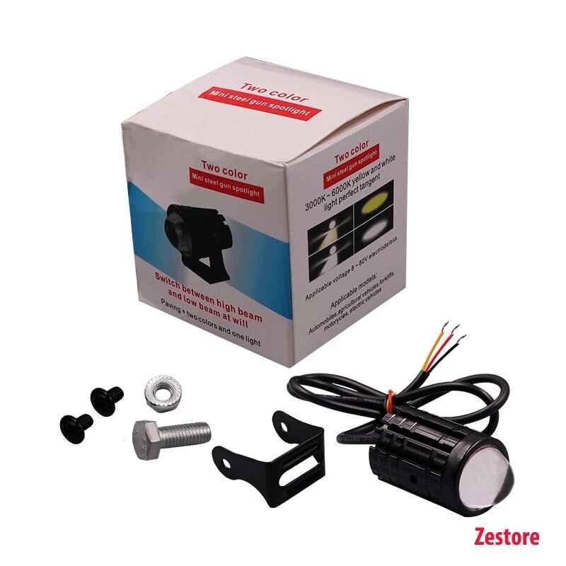 Đèn led trợ sáng bi cầu mini dành cho xe máy pha trắng cos vàng 8