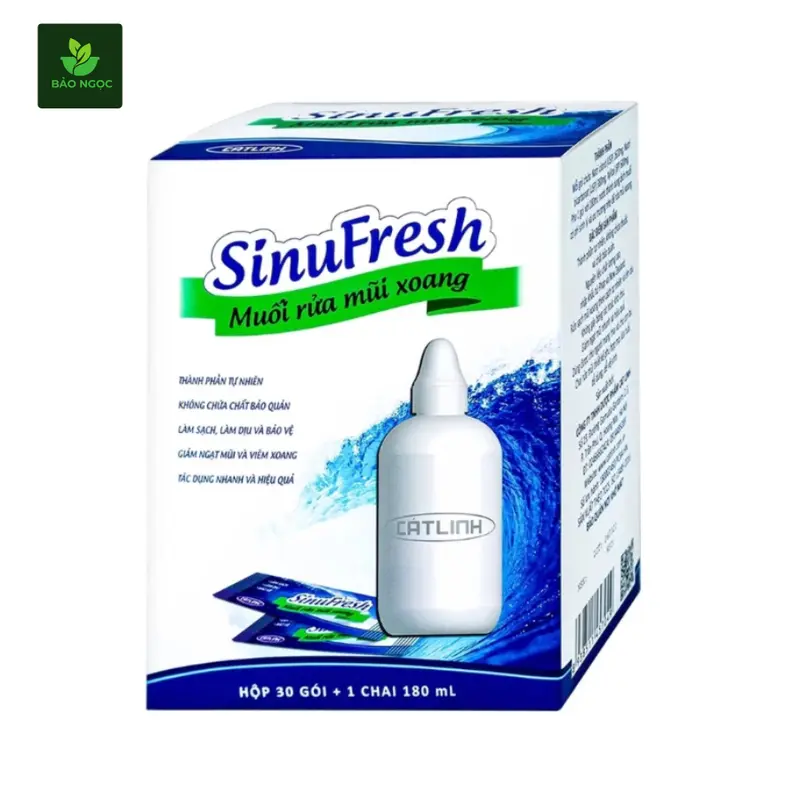 [Tặng 10 Gói Muối] Bình rửa mũi SinuFresh Cát Linh 180ml, bình vệ sinh mũi tặng kèm 10 gói muối sinh lý  - Dụng cụ rửa mũi giúp làm sạch khoang mũi, ngăn ngừa viêm xoang Tre 2