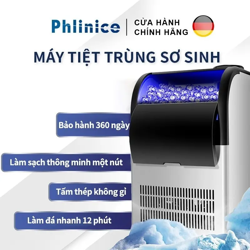 Máy làm đá viên công suất 80Kg/ngày  hợp bộ lọc- chuyên dụng cho các nhà hàng quán cafe trà sữa