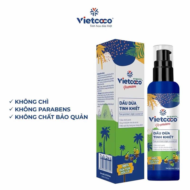Dầu dừa tinh khiết ORGANIC Vietcoco 130ml - dầu dừa massage mẹ bầu và bé sơ sinh