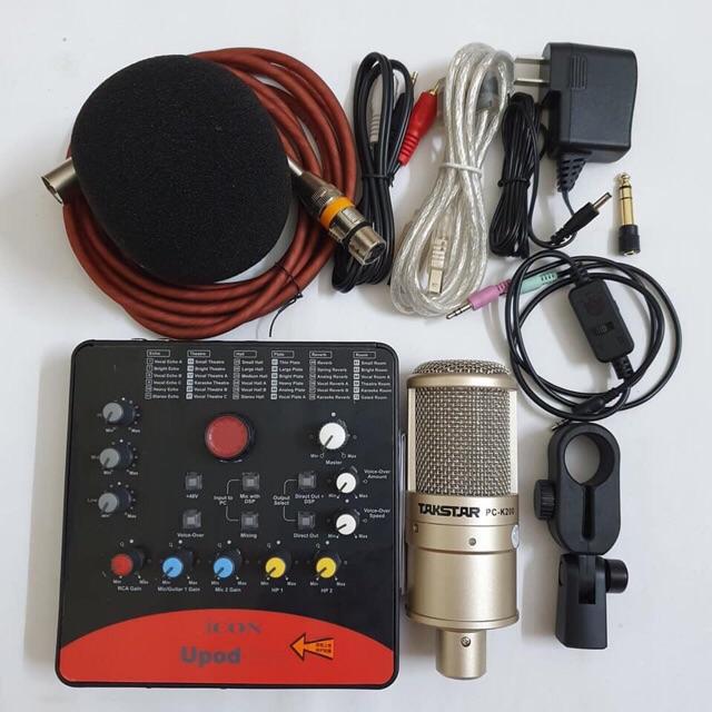 Combo bộ livestream thu âm mic PC K200 và sound card Icon Upod Pro 0