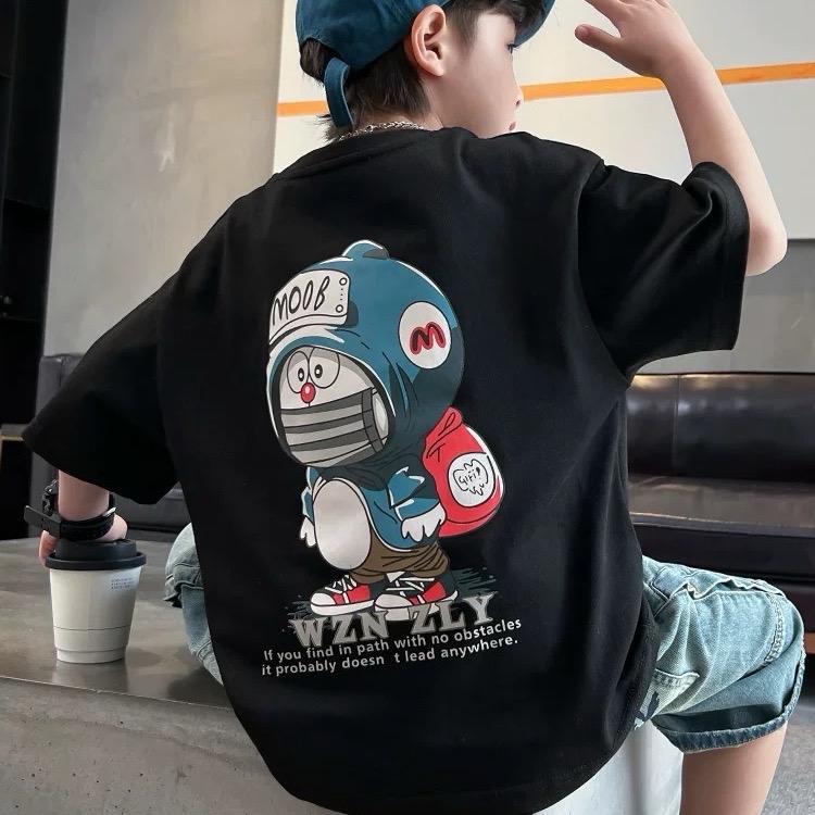 ÁO PHÔNG CỘC TAY HÈ BÉ TRAI IN HOẠ TIẾT SIÊU NHÂN XANH CHẤT LIỆU COTTON VẢI MÀU ĐEN siêu nhân xanh