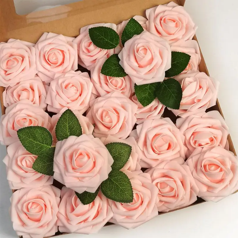Artificial Rose Flower, 25pcs/set Faux Rose Flower with Stem, Fake Rose Flower for Wedding Bridal Bouquet, Home Decor, Party Decoration 0