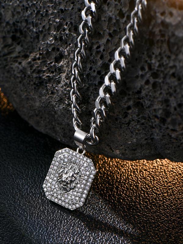Men's Lion Design Pendant Necklace, Stainless Steel Jewelry for Party, Daily Clothing Decor, Trendy All-match & Exquisite Jewelry for Birthday Gift 5