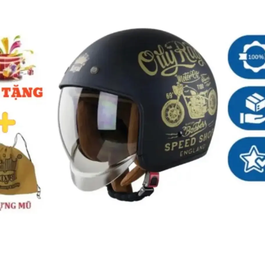Mũ bảo hiểm 3/4 Royal  M139 kính âm tem đồng tháo được  lớp  lót vệ sinh ( tặng  túi đựng mũ Royal)