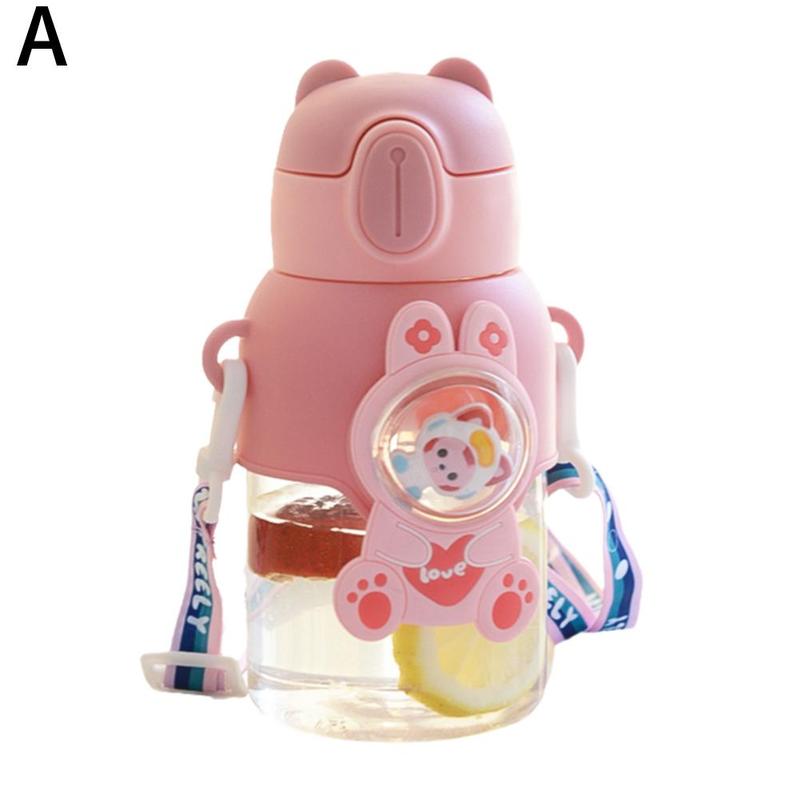 Product Introduction of Kawaii Children's Water Bottle With Straw And Shoulder Strap 600ml Cute Large Capacity Toddler Water Bottles 33