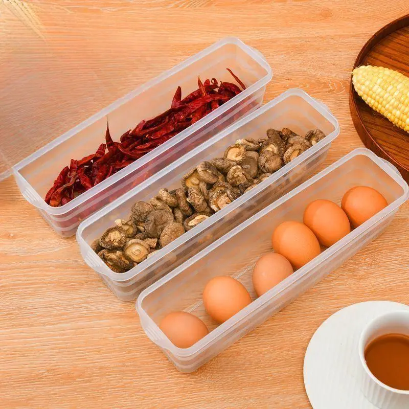 Hộp bảo quản thực phẩm tủ lạnh, 4 hộp, Thích hợp cho các loại thực phẩm như hành tây, tỏi và các loại rau khác, cũng thích hợp cho mì ống, trứng, có thể được sử dụng trong tủ lạnh, bảo quản thực phẩm, hộp bảo quản rau và trái cây, làm bằng nhựa 3