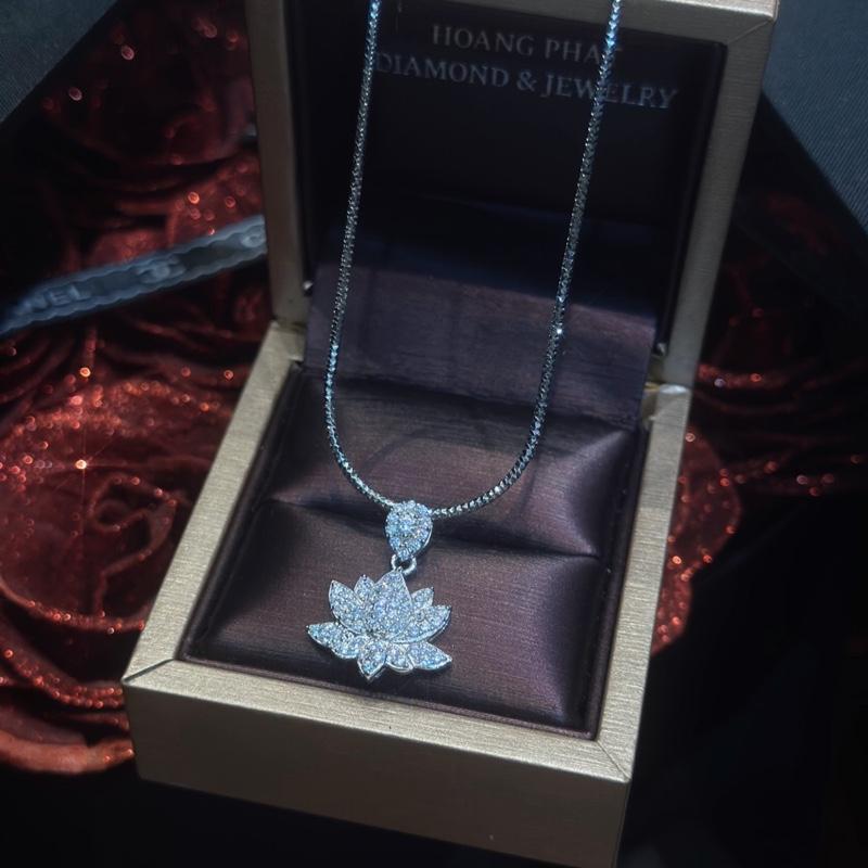 Trang Sức Dây Chuyền Bạc Cao Cấp Mì 4T5 Chạm K.C Phối Mặt Hoa Sen Tấm Xi Kim (P175)