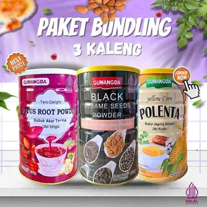 BUNDLING 3 VARIAN OUFEN LOTUS ROOT POWDER DAN YELLOW CORN BUBUR JAGUNG BLACK SESAME wijen Hitam Makanan Instan healthy Food kurma Merah & ubi Ungu Red Rice