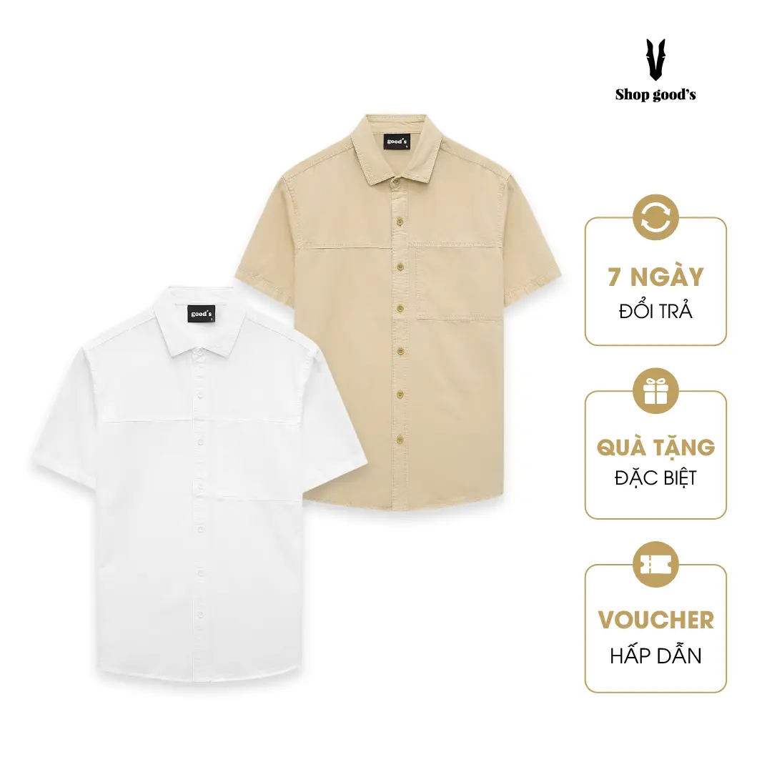 Áo Sơ Mi Ngắn Tay Cotton Túi Giả Đứng Form Thanh Lịch - Menswear - 4SN4G8