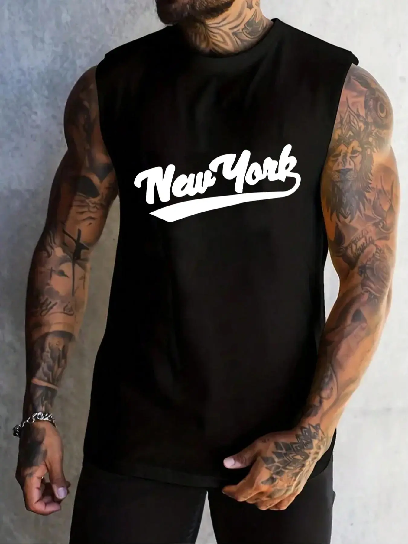 Men's Letter Print Round Neck Tank Top, Regular Fit Casual Fashion Sleeveless Top for Summer, Men's Clothes for Daily Wear, Vests