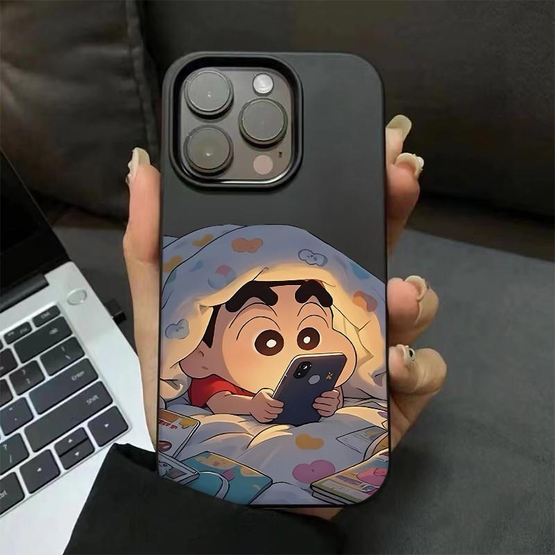 เคสไอโฟน11 12 13 14 15 16 17 Pro Max Cute cartoon crayon shinchan Luxury Case For iPhone XR,XS,13,14