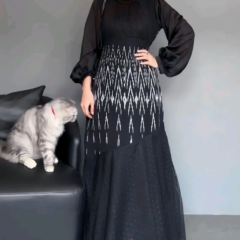 Baju Couple Tenun,Gamis Camelia x Kemeja Tenun Tenun Asli 1
