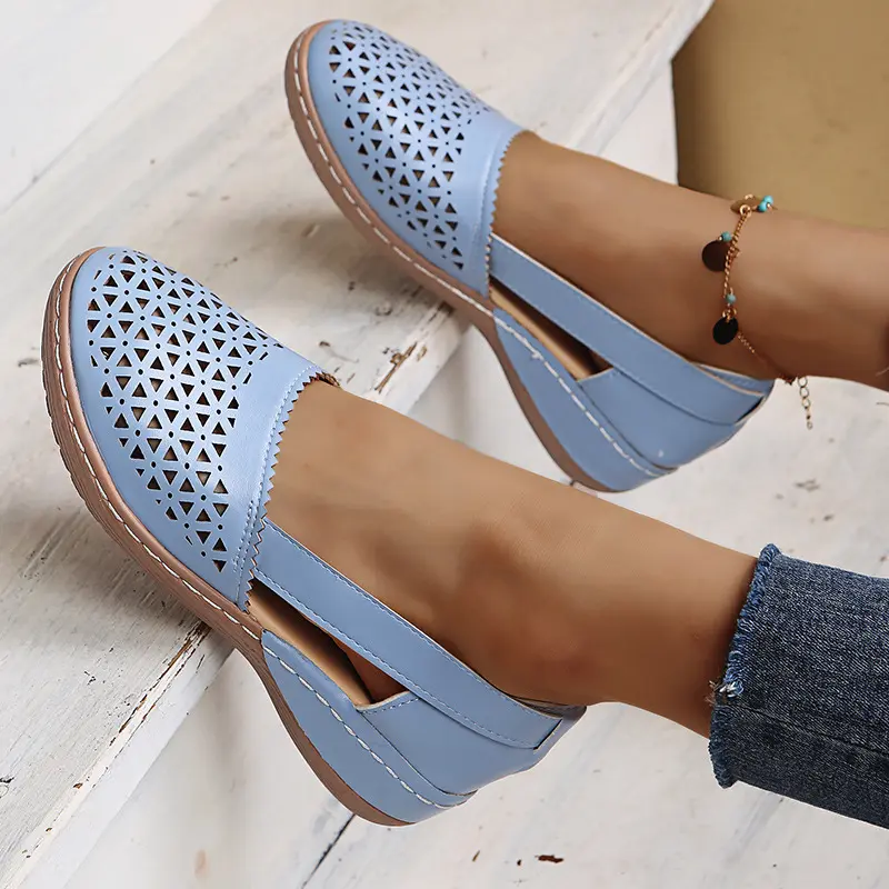 New 2021 Fashion Sandals Women's Toe Cap Hollow-out plus Size Wedge Women's Shoes Fashion