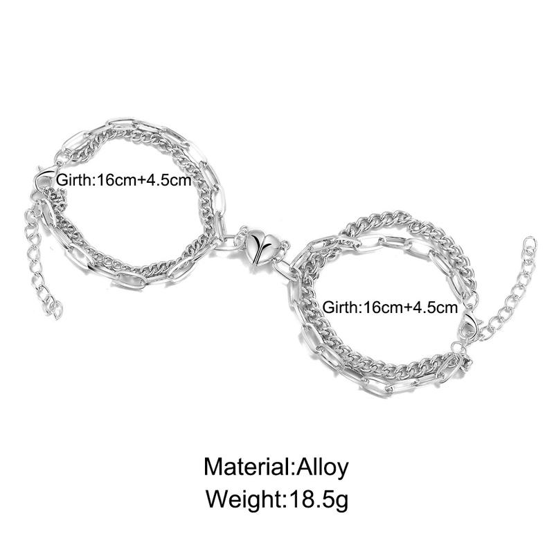 Product Introduction of Cross-Border Heart Cross Versatile Couple Bracelets Valentine's Day Magnetic Attraction Metal Couple Jewelry Wholesale projection bracelet 6