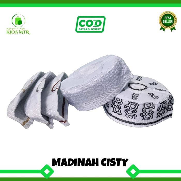 Gambar Peci MADINAH CISTY PUTIH Murah , Peci Madinah Bugis Cisty , Peci Kopiah Madinah Cisty Putih , Peci Haji Madinah Cisty dari kios MTR Kab. Bogor Tokopedia