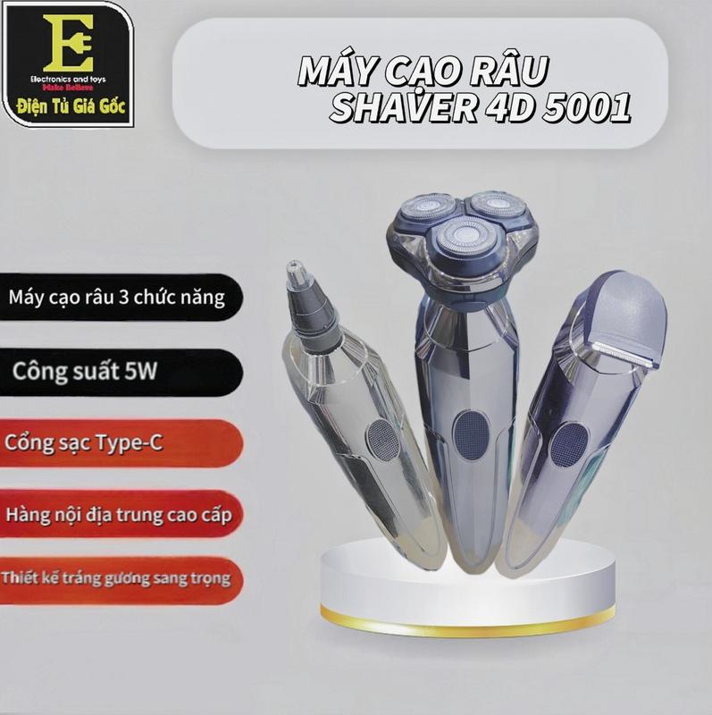 Máy Cạo Râu 3 chức năng S5001 Nội Địa Trung Cao Cấp Dây Sạc Type C Công Suất 5W